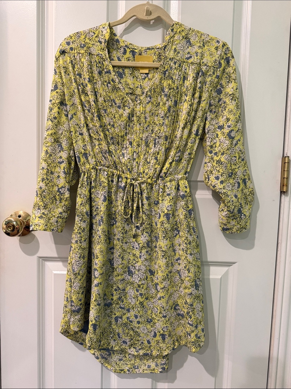 Maeve Yellow Floral Drawstring Waist Mini Dress